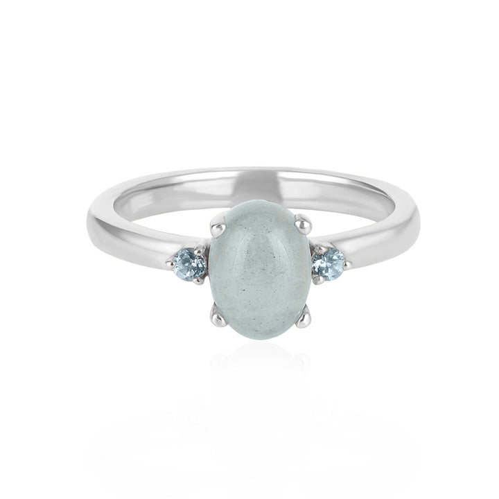 Aquamarine with Santa Maria Silver Ring