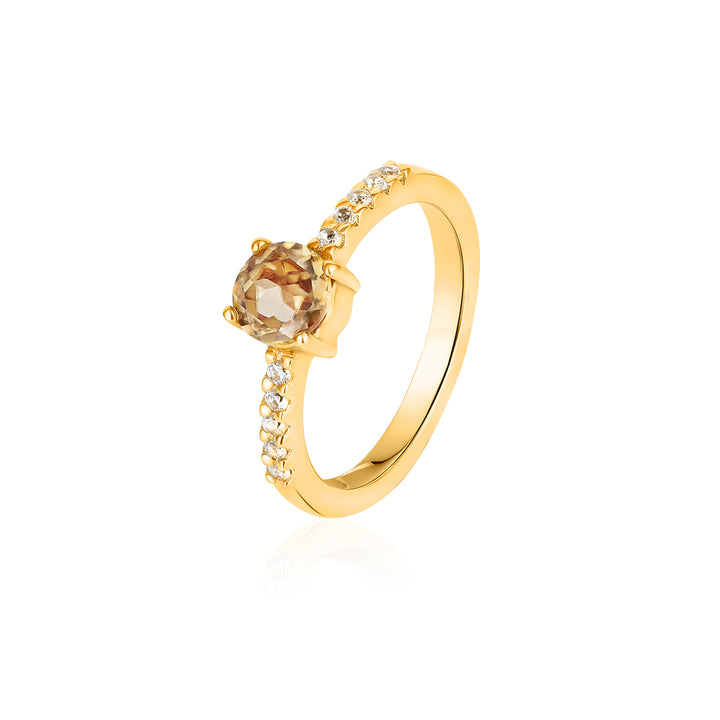 Canary Zircon and Topaz Silver Ring