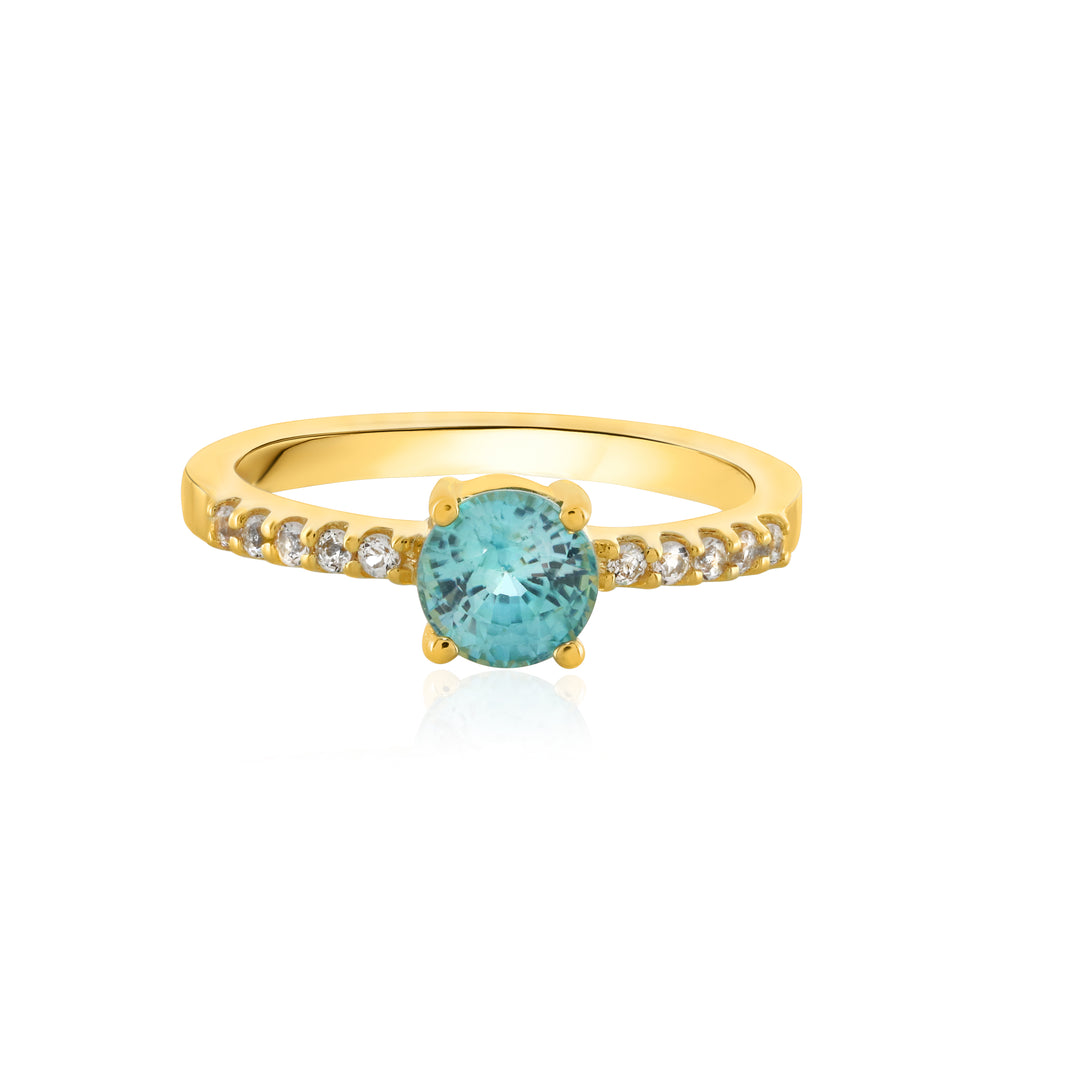 Blue Zircon with Accents Silver Ring