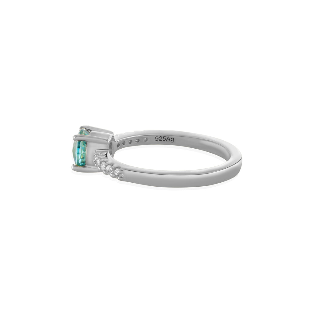 Blue Zircon with Accents Silver Ring