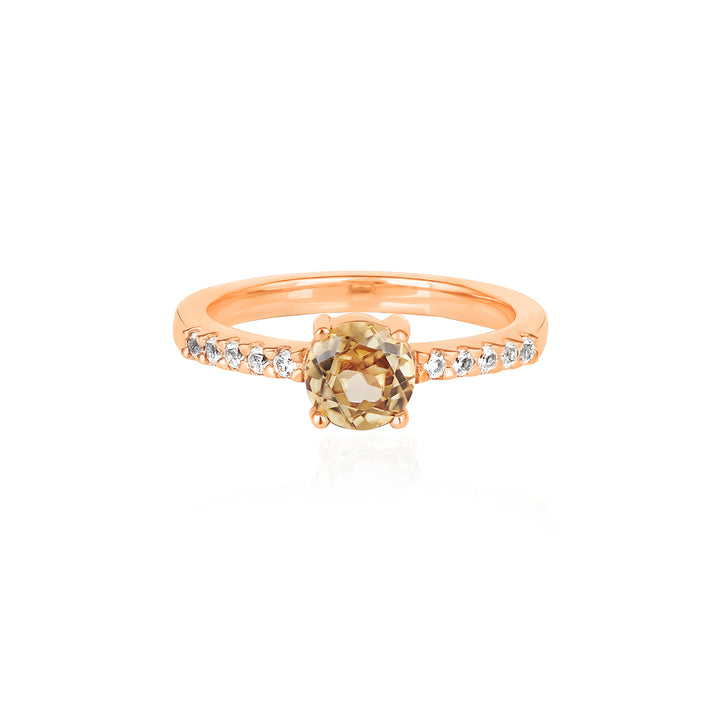 Canary Zircon and Topaz Silver Ring