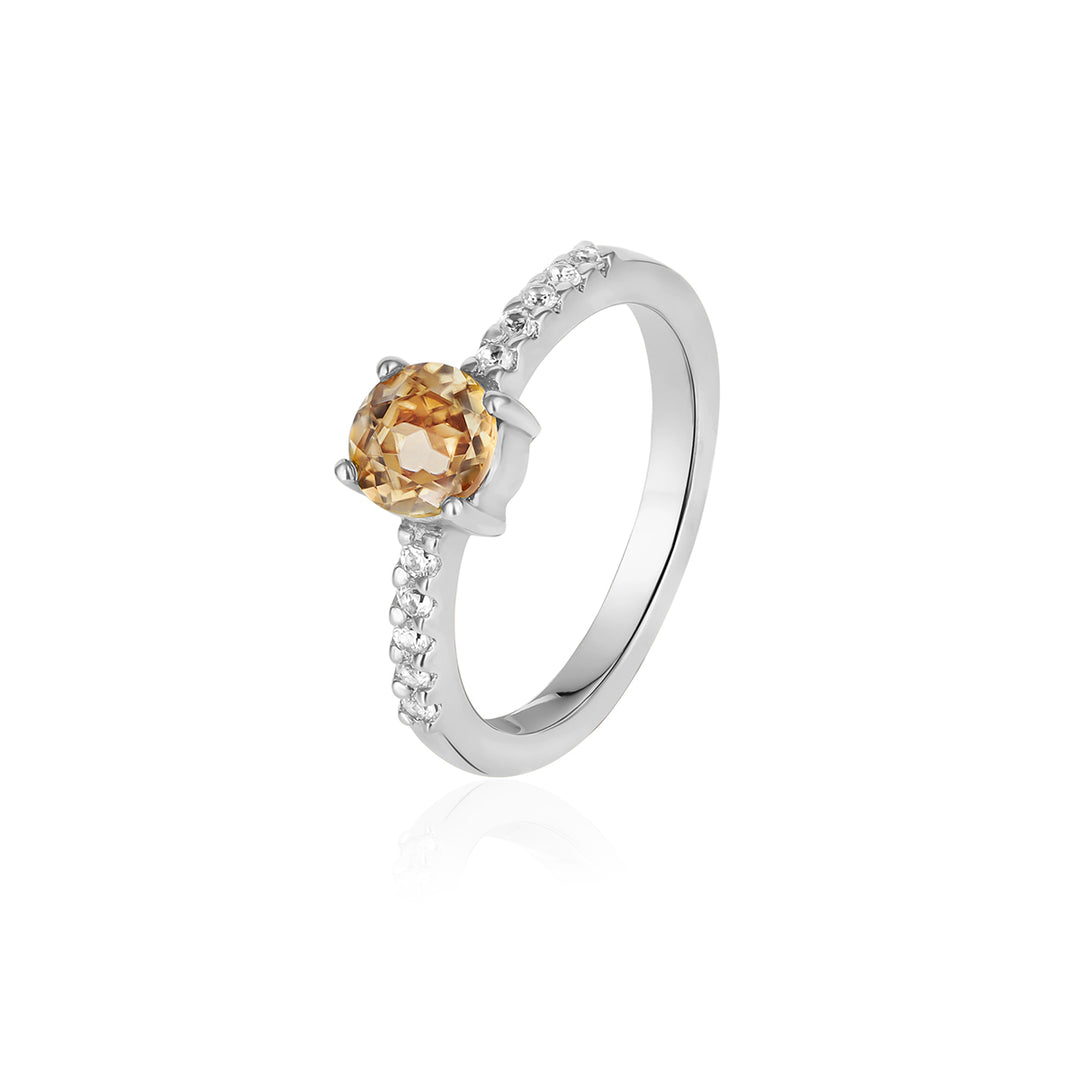 Canary Zircon and Topaz Silver Ring