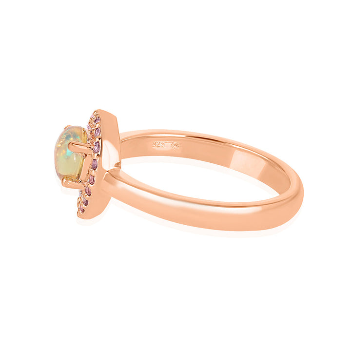 Ethiopian Opal and Rhodolite Garnet Silver Ring