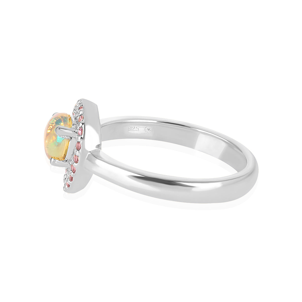 Ethiopian Opal and Rhodolite Garnet Silver Ring