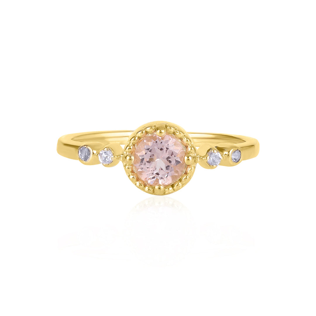 Morganite and Tanzanite Silver Ring