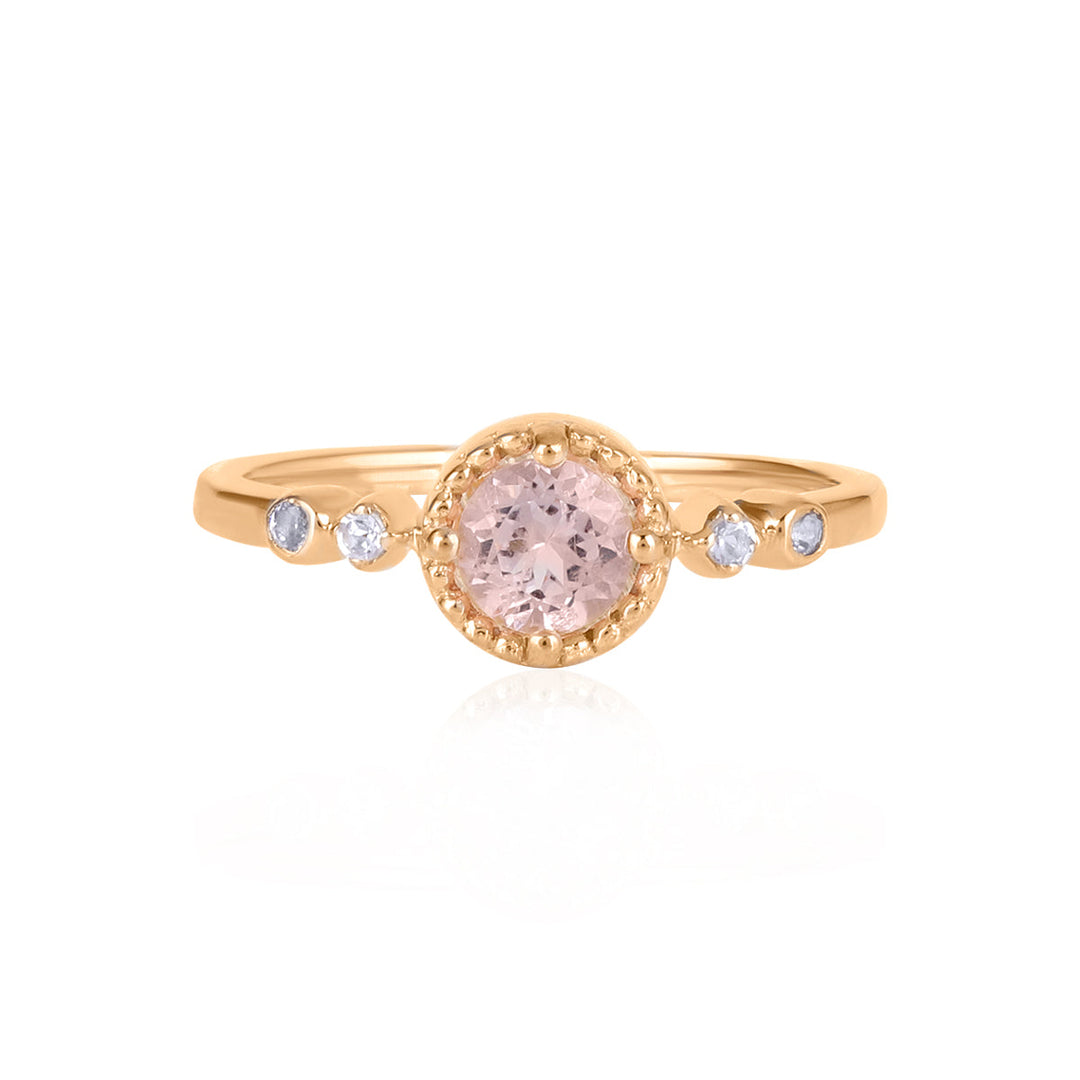 Morganite and Tanzanite Silver Ring