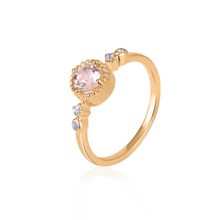 Morganite and Tanzanite Silver Ring