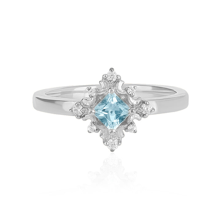 Blue Topaz with Accents Silver Ring