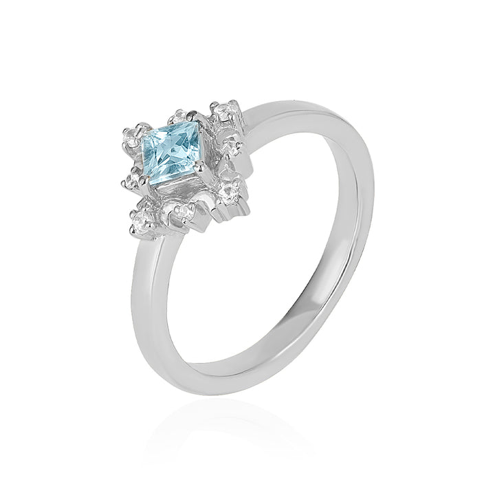 Blue Topaz with Accents Silver Ring