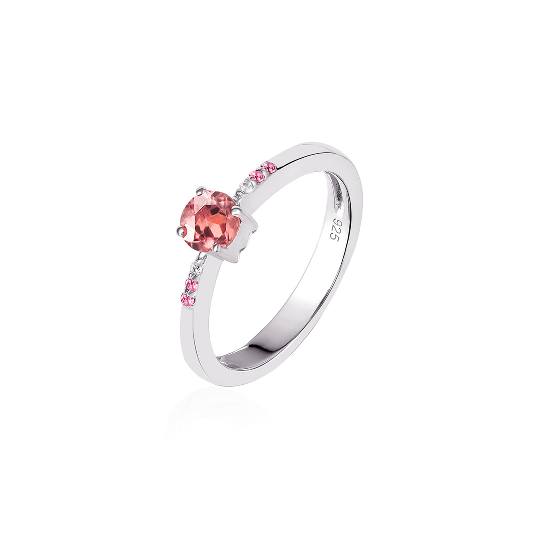 Pink Zircon Silver Engagement Ring