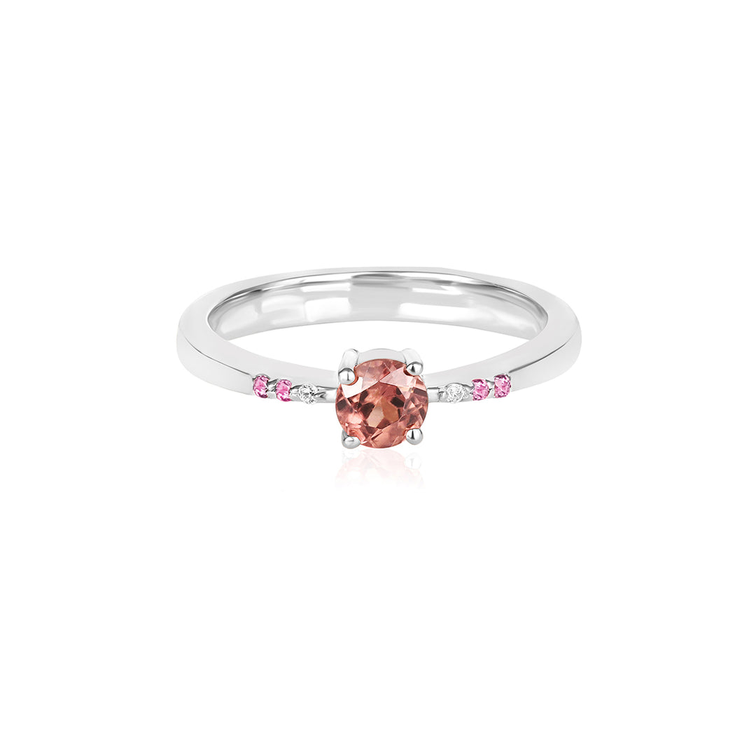 Pink Zircon Silver Engagement Ring