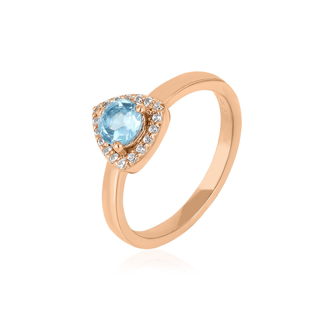 Swiss Blue Topaz Halo Silver Ring