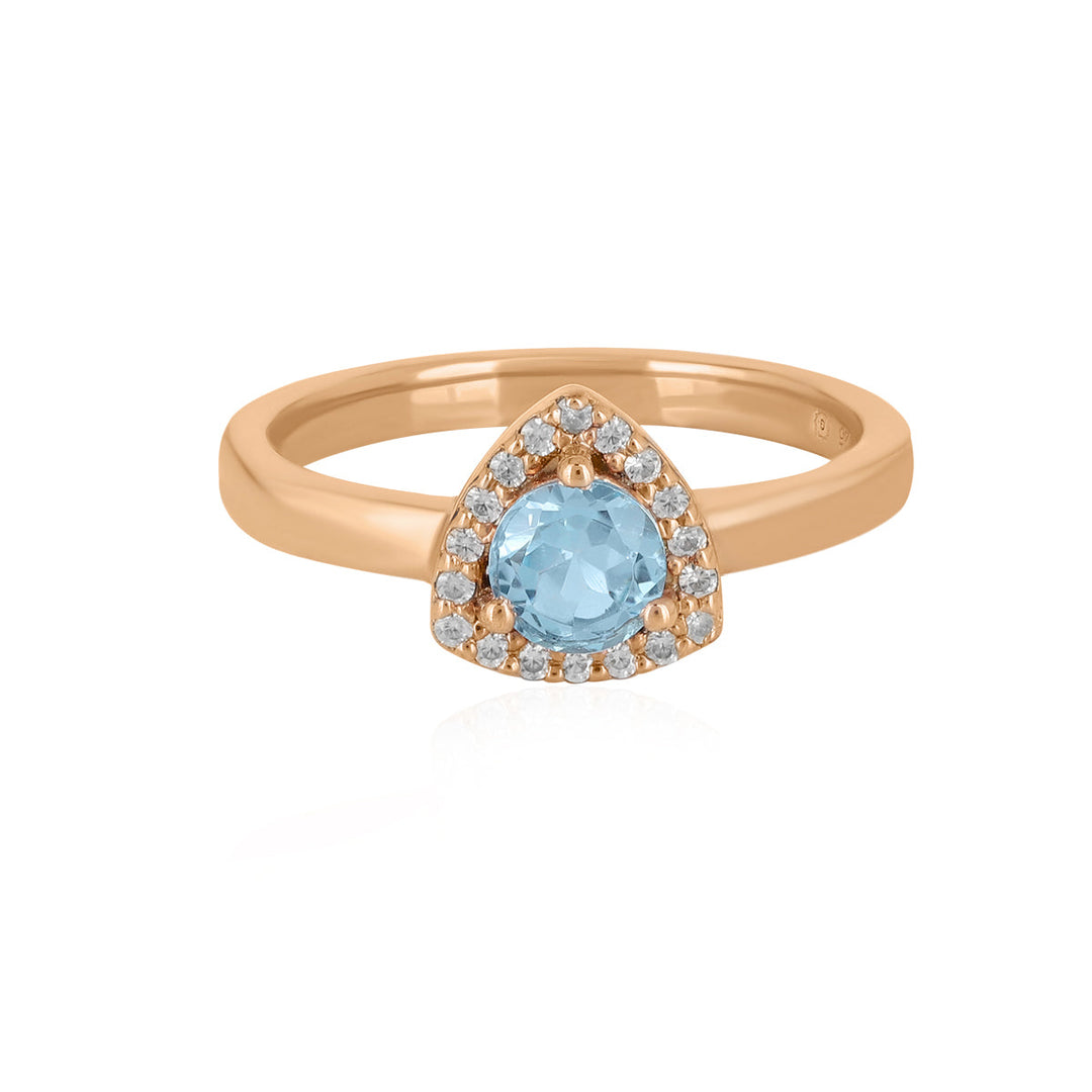 Swiss Blue Topaz Halo Silver Ring