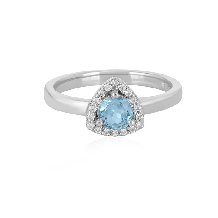 Swiss Blue Topaz Halo Silver Ring