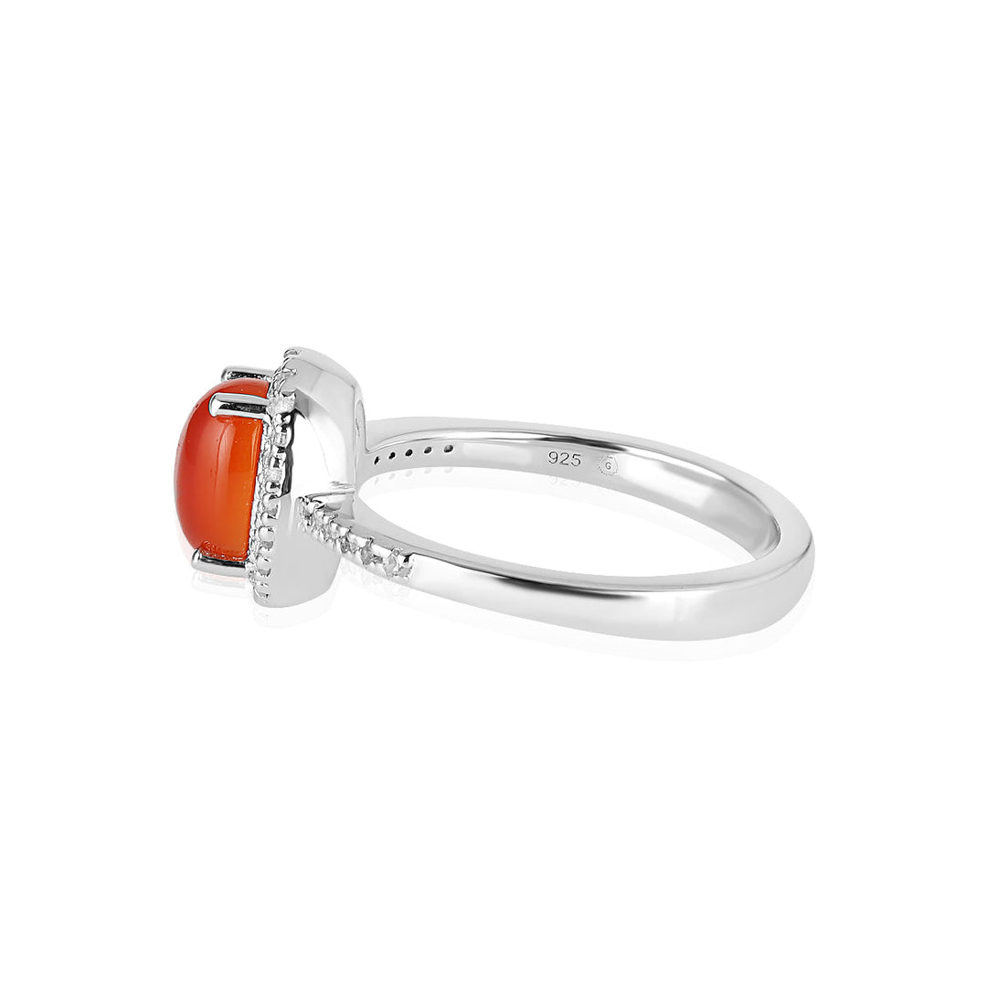 Carnelian Halo Silver Ring