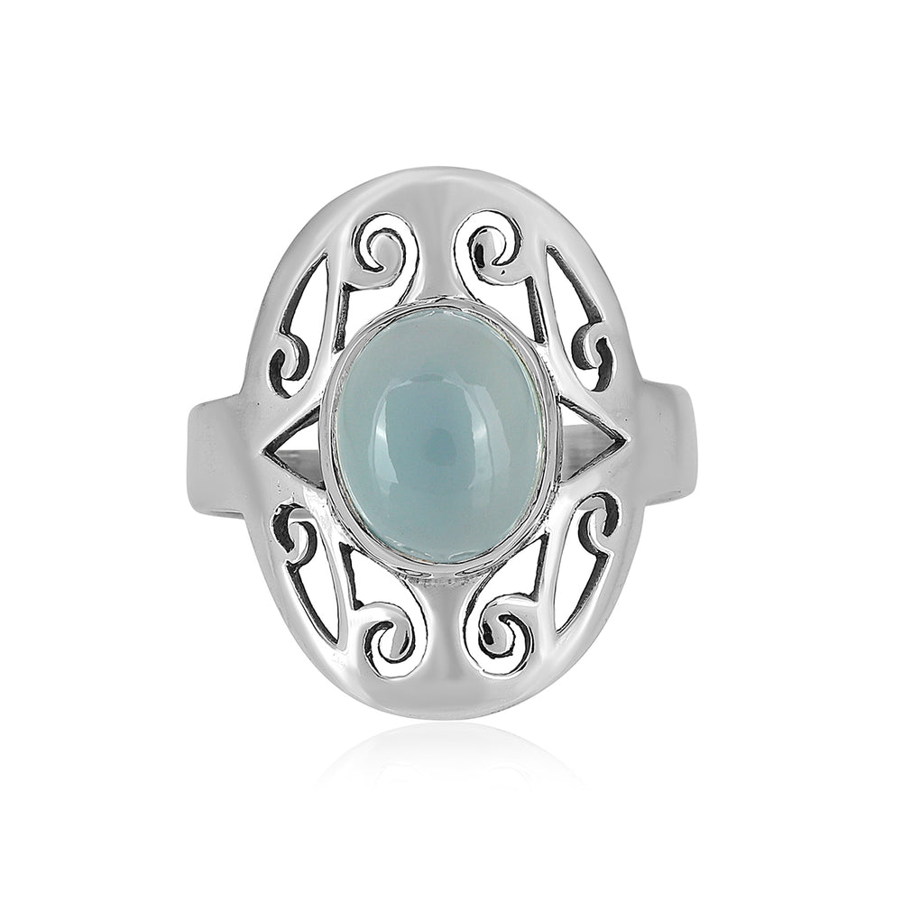 Blue Chalcedony Handmade 925 Silver Ring
