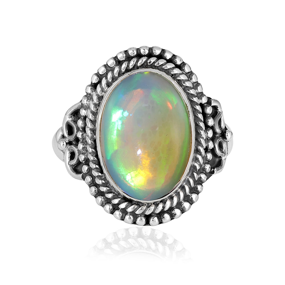 Ethiopian Opal Cabochon Handmade Silver Ring