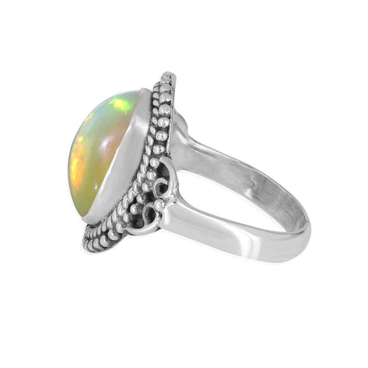 Ethiopian Opal Cabochon Handmade Silver Ring