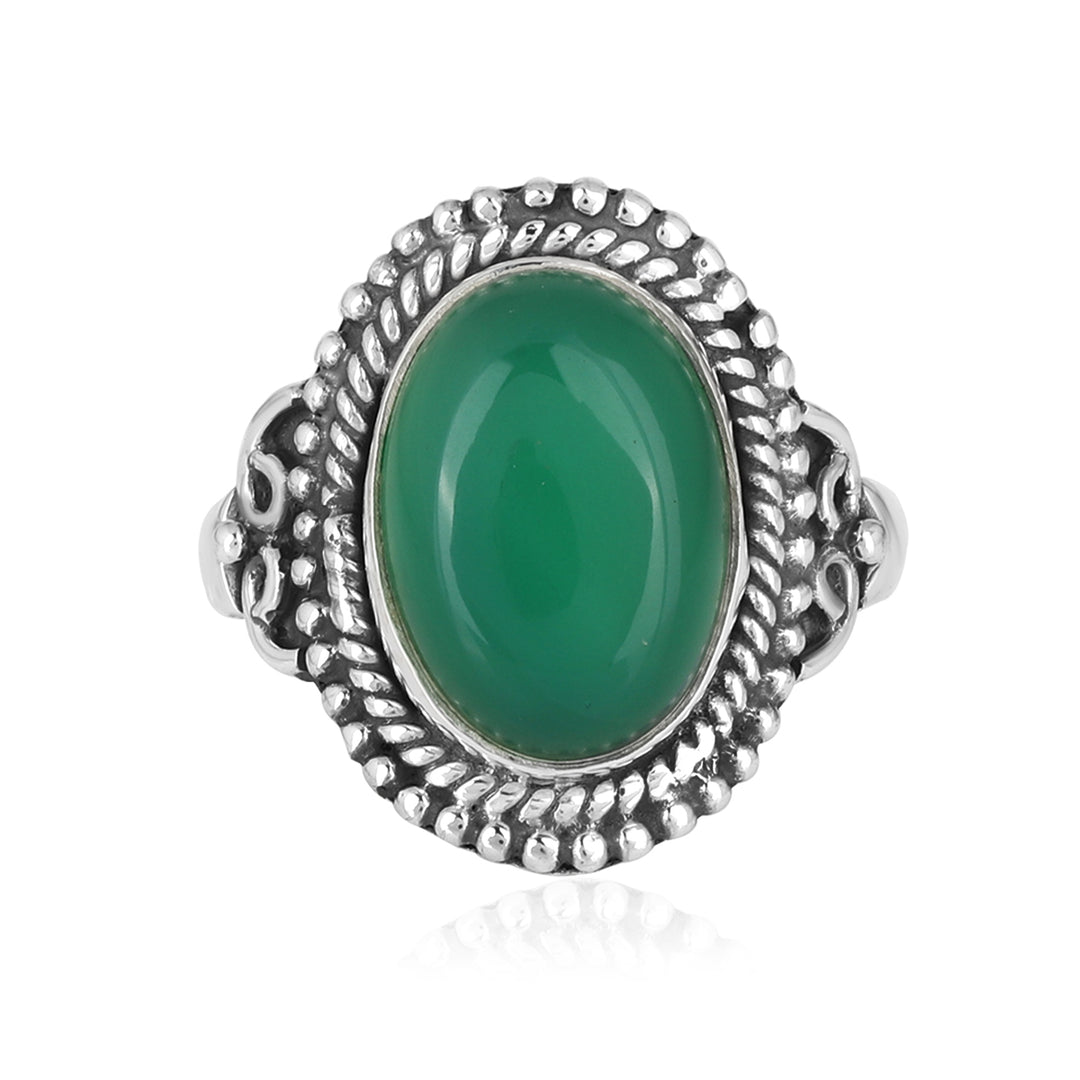 Green Onyx Cabochon Handmade Silver Ring