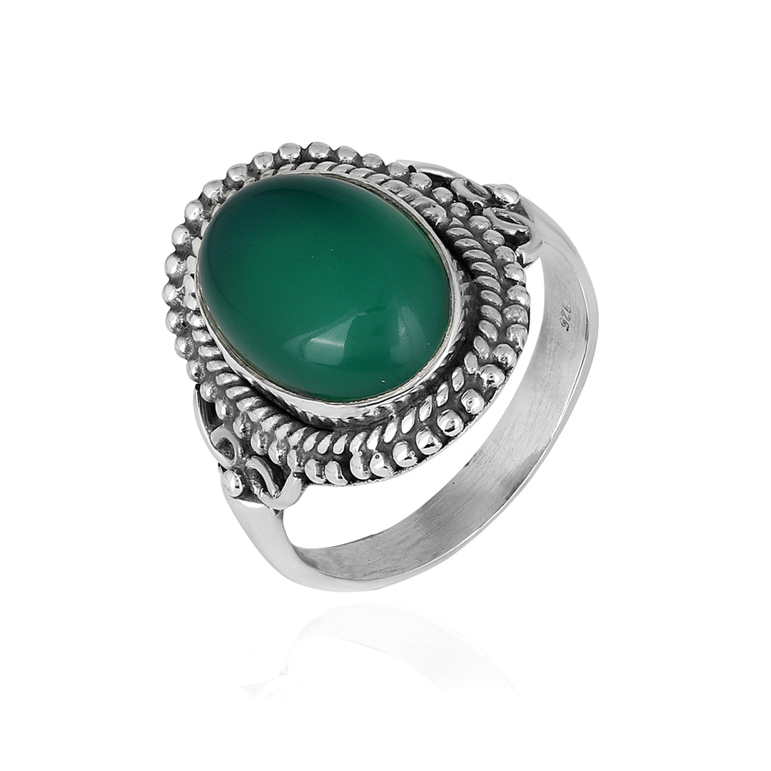 Green Onyx Cabochon Handmade Silver Ring