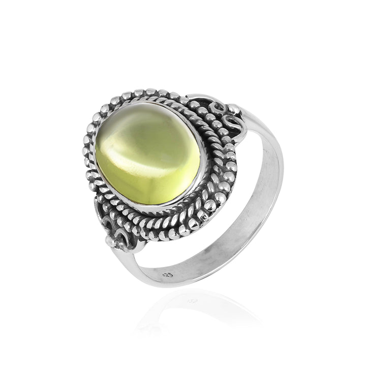 Lemon Quartz Cabochon Handmade Silver Ring