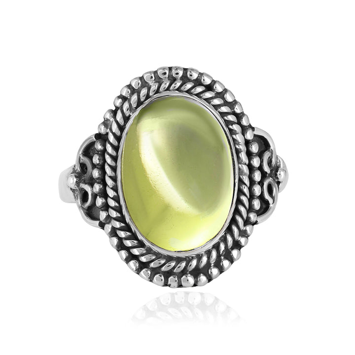 Lemon Quartz Cabochon Handmade Silver Ring