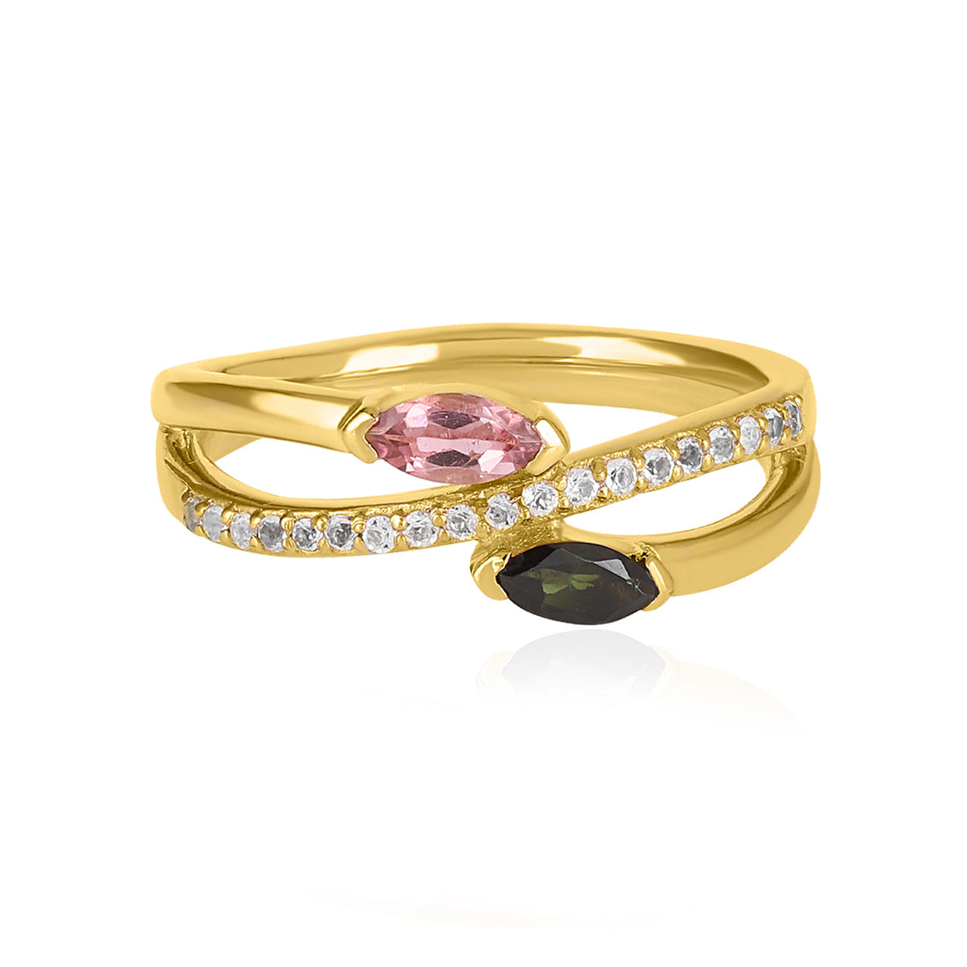 Multi Tourmaline Silver Ring