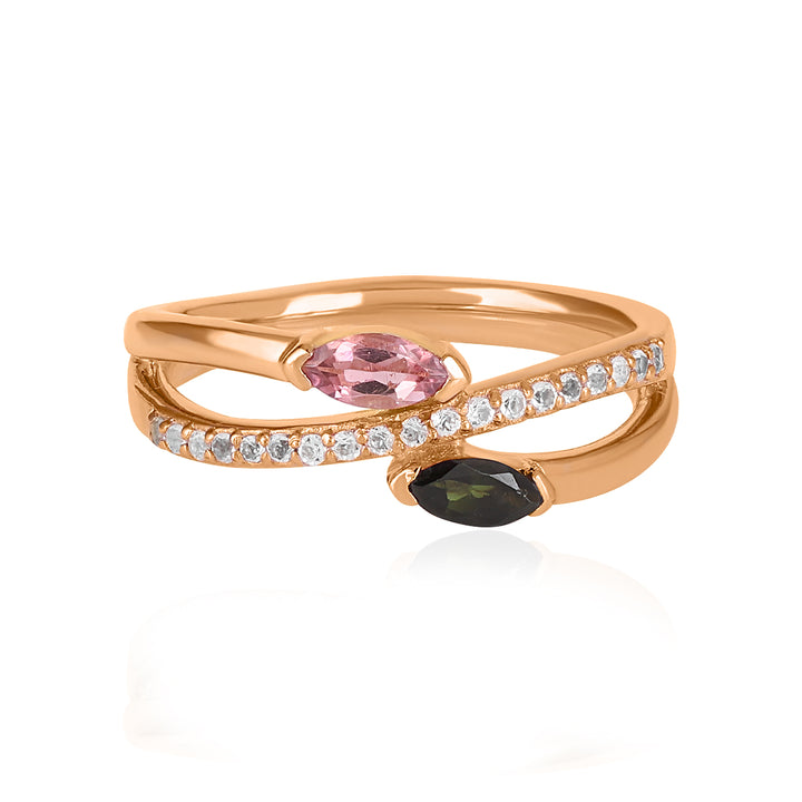 Multi Tourmaline Silver Ring