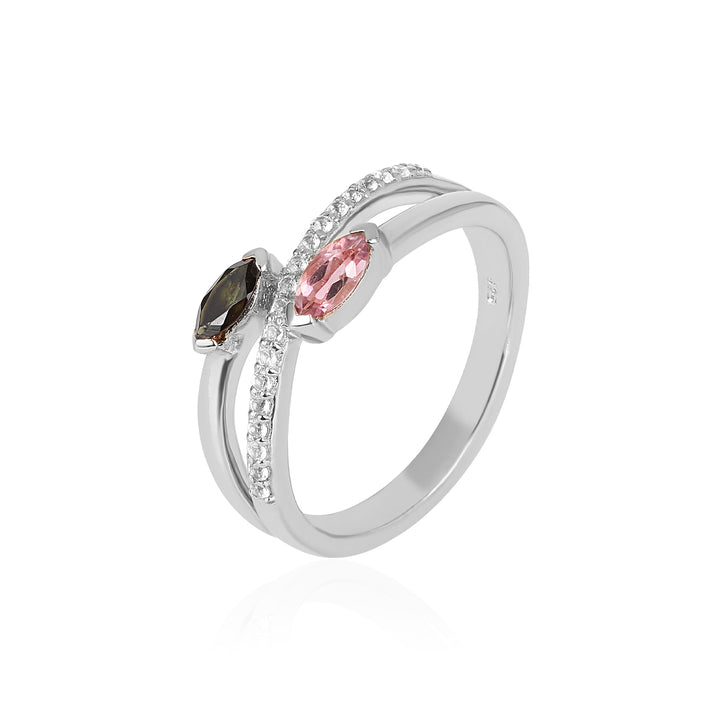 Multi Tourmaline Silver Ring