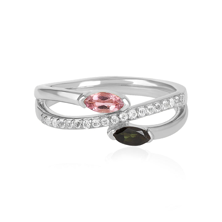 Multi Tourmaline Silver Ring