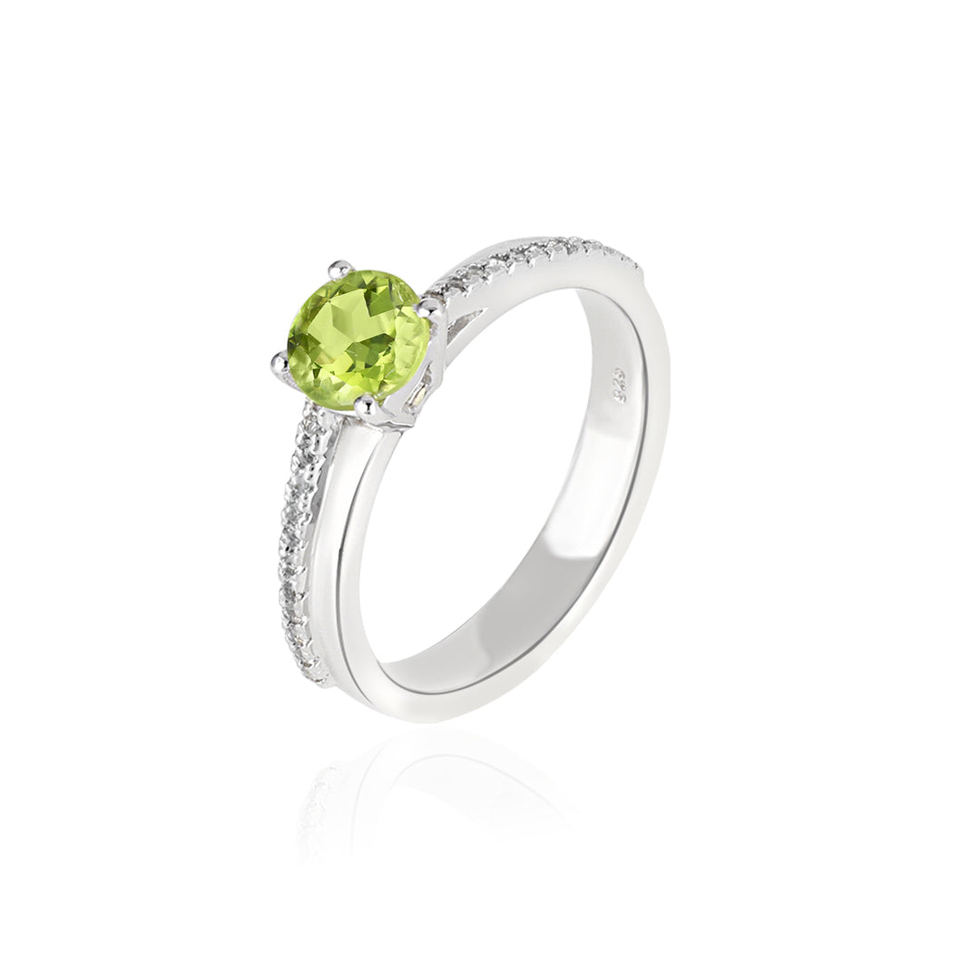 Peridot with Accents Silver Ring