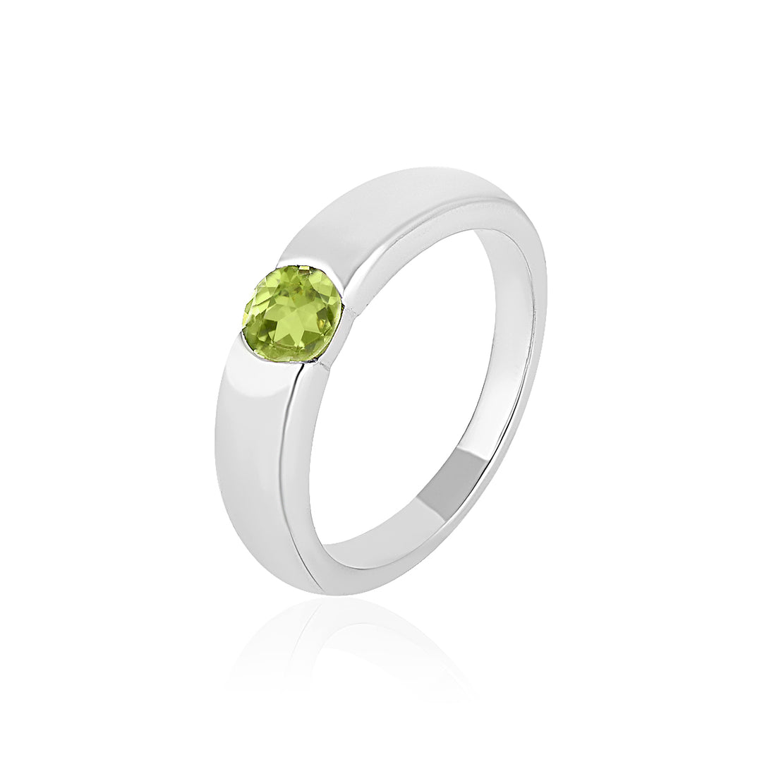 Sterling Silver Peridot Flush Ring