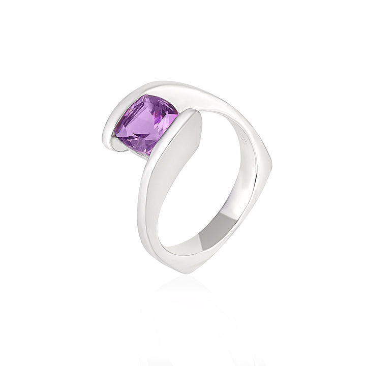 Sterling Silver Amethyst Bypass Ring