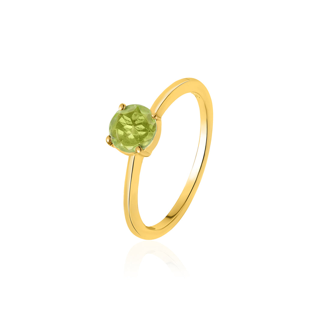 Peridot Round Solitaire Silver Ring