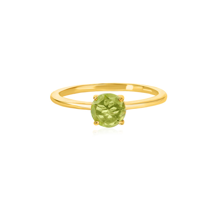 Peridot Round Solitaire Silver Ring