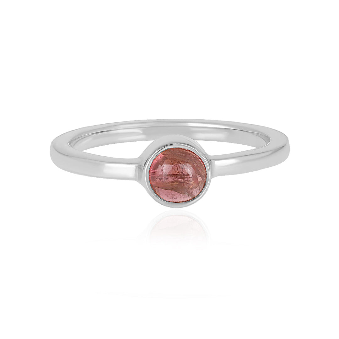 Pink Tourmaline Solitaire Silver Ring