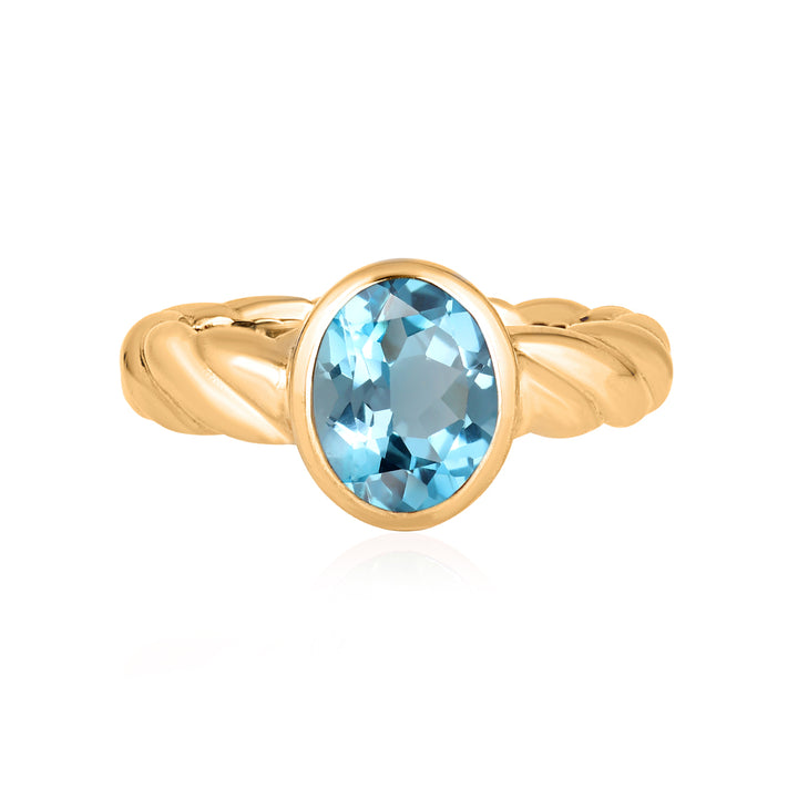 Sky Blue Topaz Oval Solitaire Silver Ring