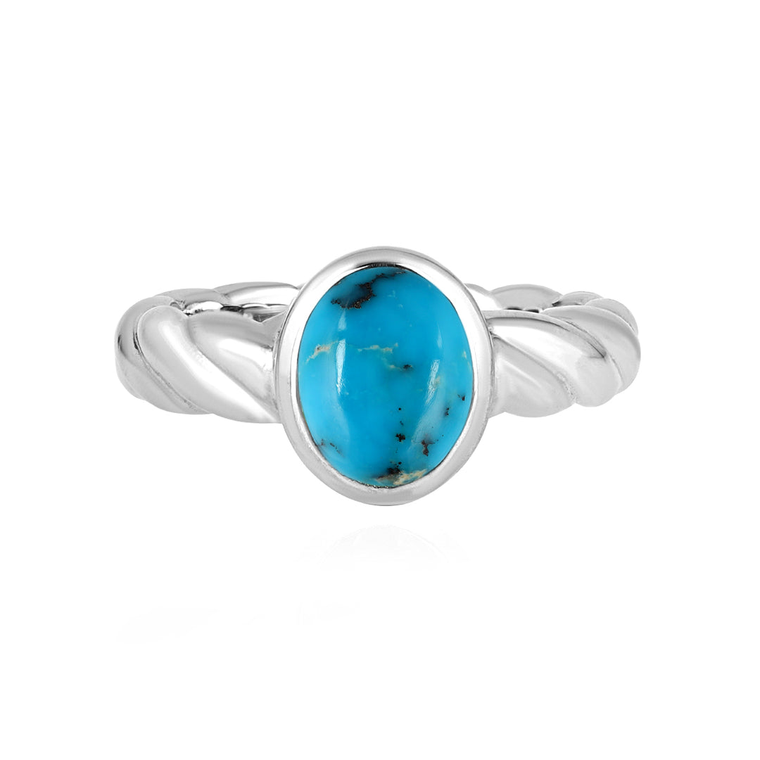 Turquoise Oval Cabochon Silver Ring