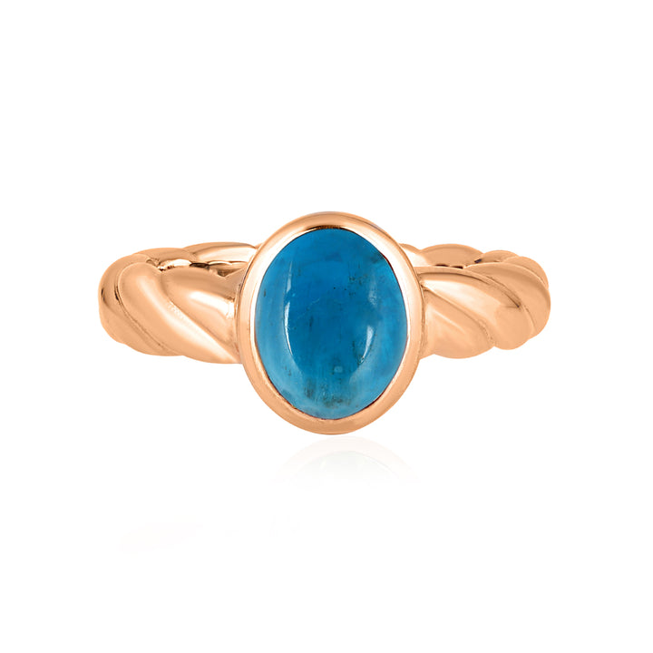 Neon Apatite Oval Cabochon Silver Ring