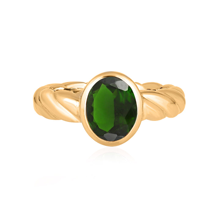 Chrome Diopside Oval Solitaire Silver Ring