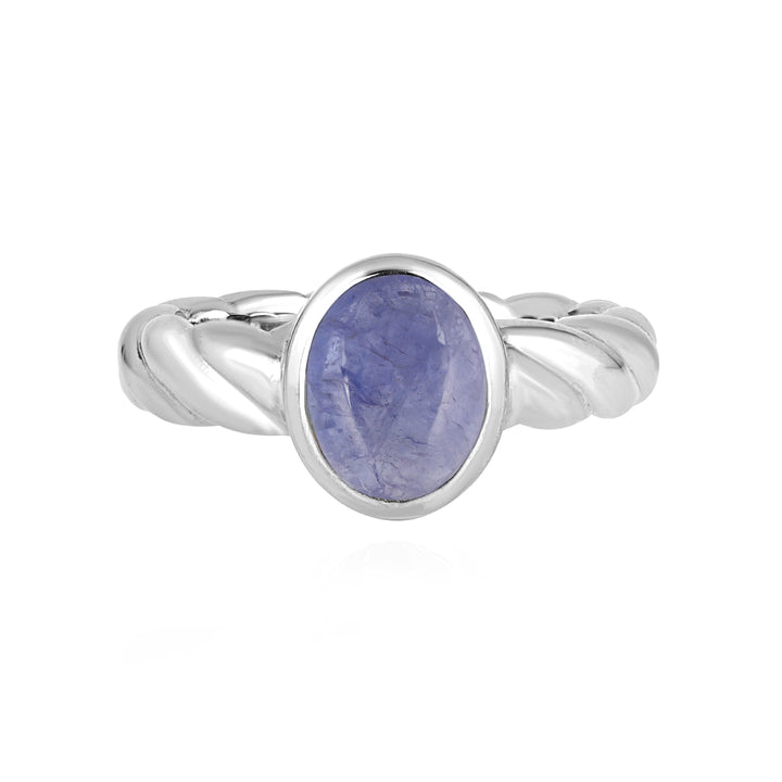 Tanzanite Oval Cabochon Silver Ring