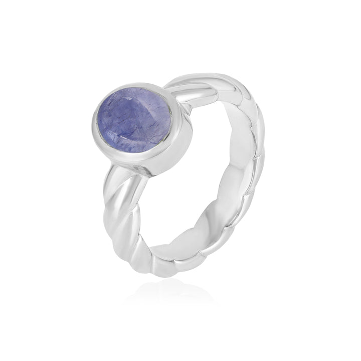 Tanzanite Oval Cabochon Silver Ring