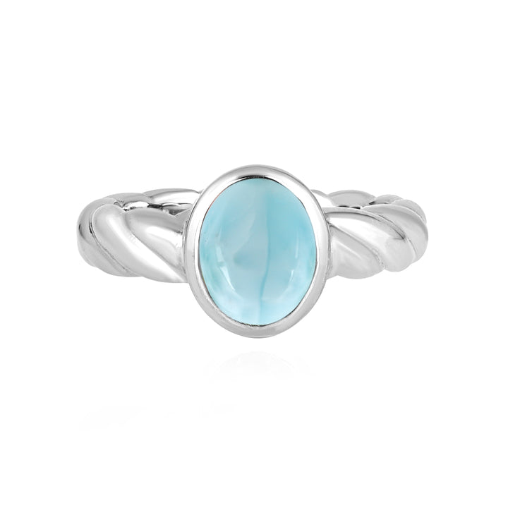 Larimar Oval Cabochon Silver Ring