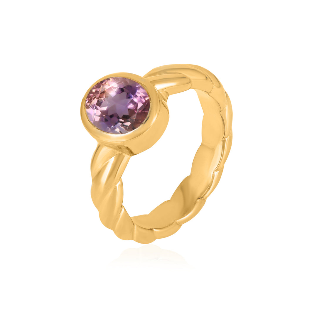 Ametrine Oval Solitaire Silver Ring