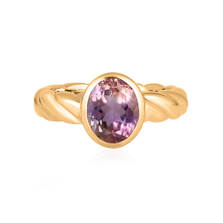 Ametrine Oval Solitaire Silver Ring