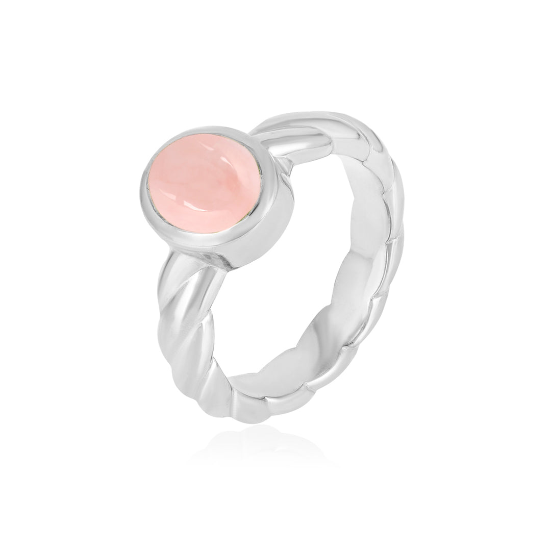 Pink Opal Oval Cabochon Silver Ring