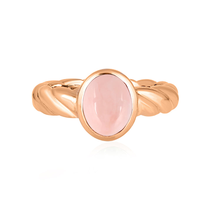 Pink Opal Oval Cabochon Silver Ring