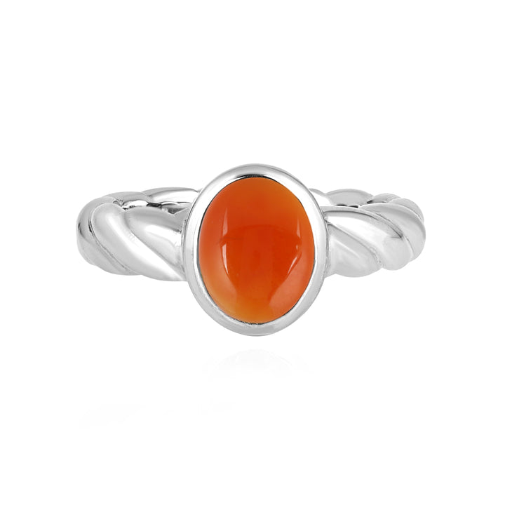 Red Onyx Oval Cabochon Silver Ring