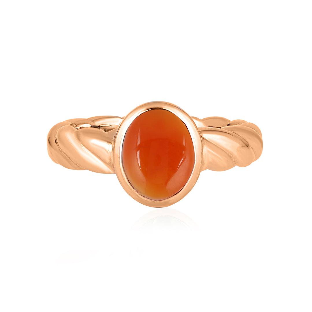 Red Onyx Oval Cabochon Silver Ring