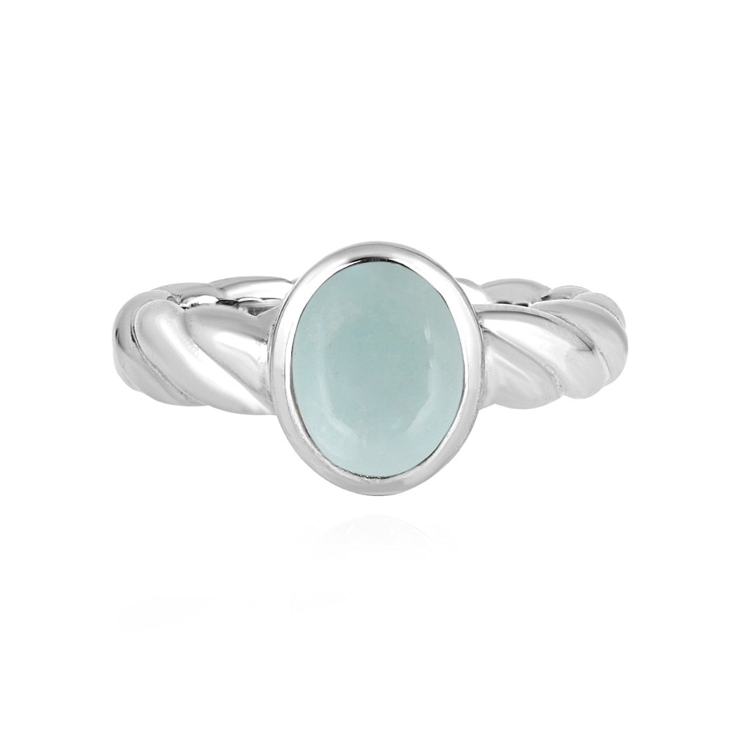 Aquamarine Oval Cabochon Silver Ring